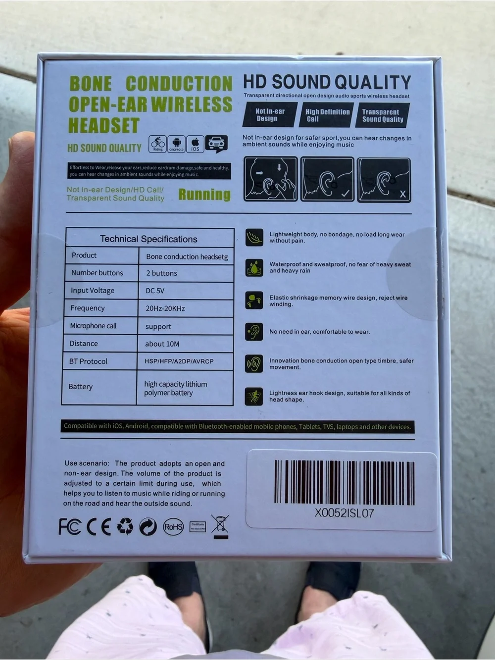 Bone Conduction Open-Ear Wireless Headset — Black